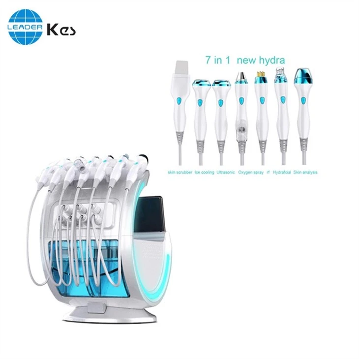 Multifunctional 7 in 1 Portable Smart Ice Blue RF Dermabrasion Oxygen Water Peeling Facial Beauty Machine Skin Analyzer